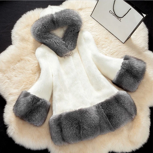 2021 Autumn/Winter Coats Plus-size Faux Fur Coat Imitation Mink Lady&#x27;S Medium Length Coat 5XL 6XL