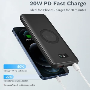 2021 New Trend Portable High Fast Charger 15W qi Wireless Powerbank 10000mAh Wireless Power Bank for the New iPhone
