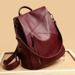 2024 Custom Logo Jointed Vegan Leather Backpack Bag For Women Ladies Fashion Purse
