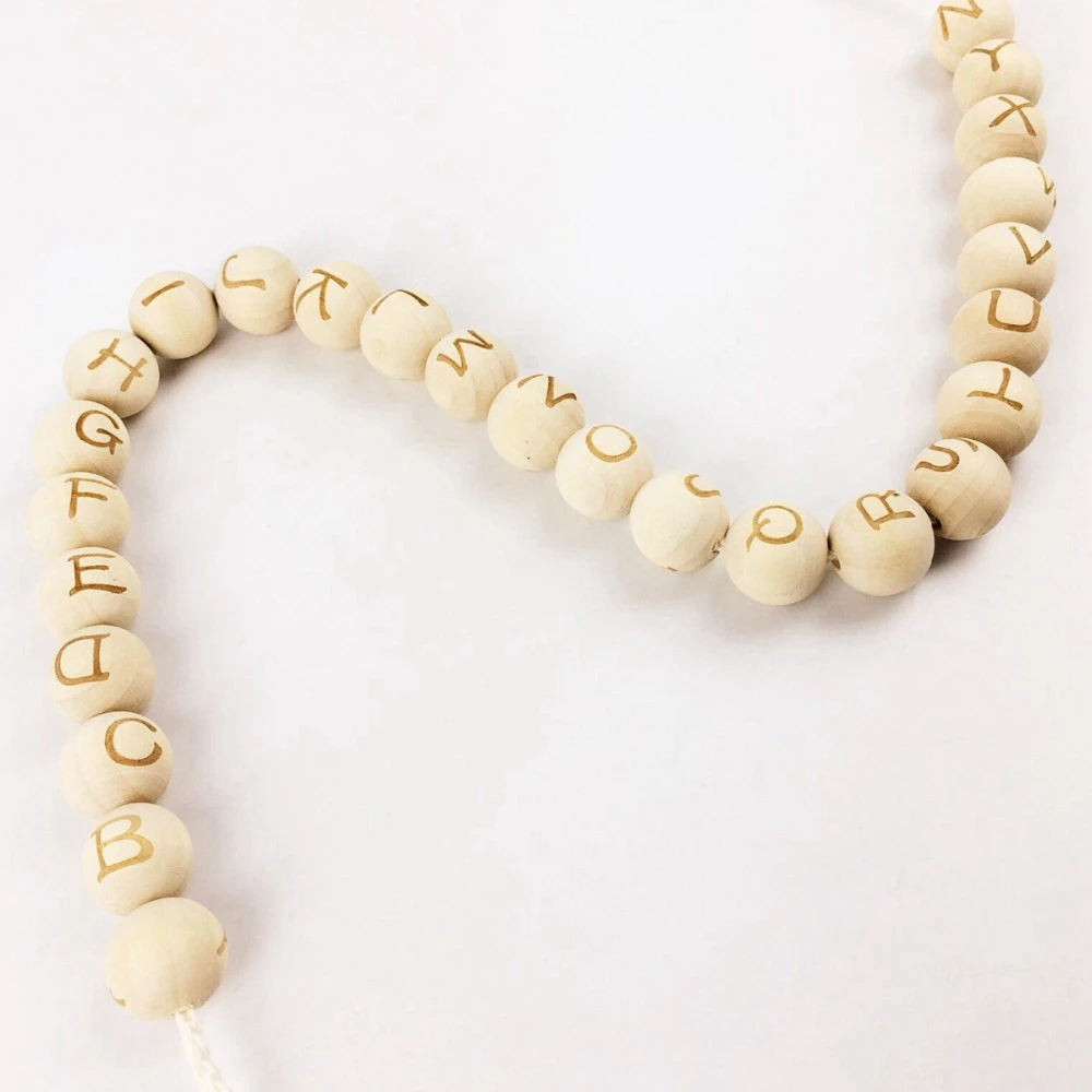 20mm Jewelry Making Wooden Teether Beads Wood Letters Bead