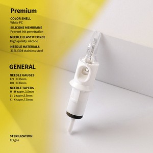 20pcs/box Premium Quality E.O. Gas Sterilized Disposable Safety Round Liner RL Tattoo Cartridges Needles with Membrane
