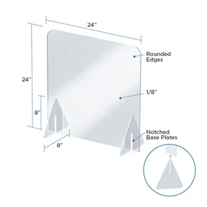 24&quot;w x 24&quot;h Clear Acrylic Protective Shield Sneeze Guard Cough Barrier for Restaurant Bar Office