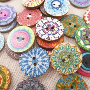 25*25 mm Wholesale Mix Round Natural Wooden Button For Craft 49989
