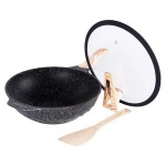 32cm die cast aluminum marble coating induction bottom wok