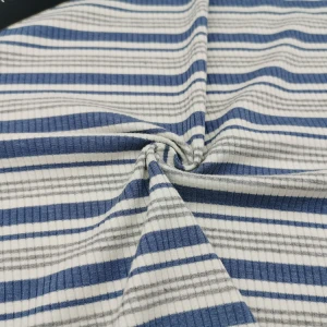 3*3 y/d ribbed jersey fabric blue and white stripes fabric roll rib fabric garment
