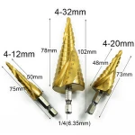 4-12 4-20 4-32 mm HSS Titanium Coated Step Drill Bit Drilling Power Tools for Metal High Speed Steel Wood Hole Cutter Cone Drill