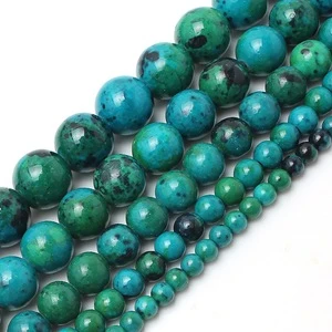4 -12MM Natural Phoenix Stone Round Green Chrysocolla Stone Loose Beads for Jewelry Making Diy