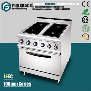 4 head free standing stainless steel commercial ceramic plate induction cooker with electric oven