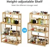 4-Tier Bamboo Spice Rack Shelves.Multi-use Bamboo Storage Shelves.Bamboo Spice Bottles/Jars Rack Holder with Adjustable Shelf