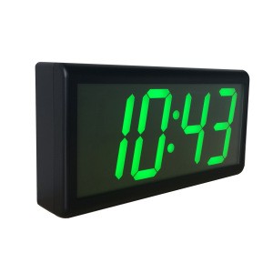 4.0&quot; Green 4 Digit PoE Digital Wall Clock, Black Plastic Case