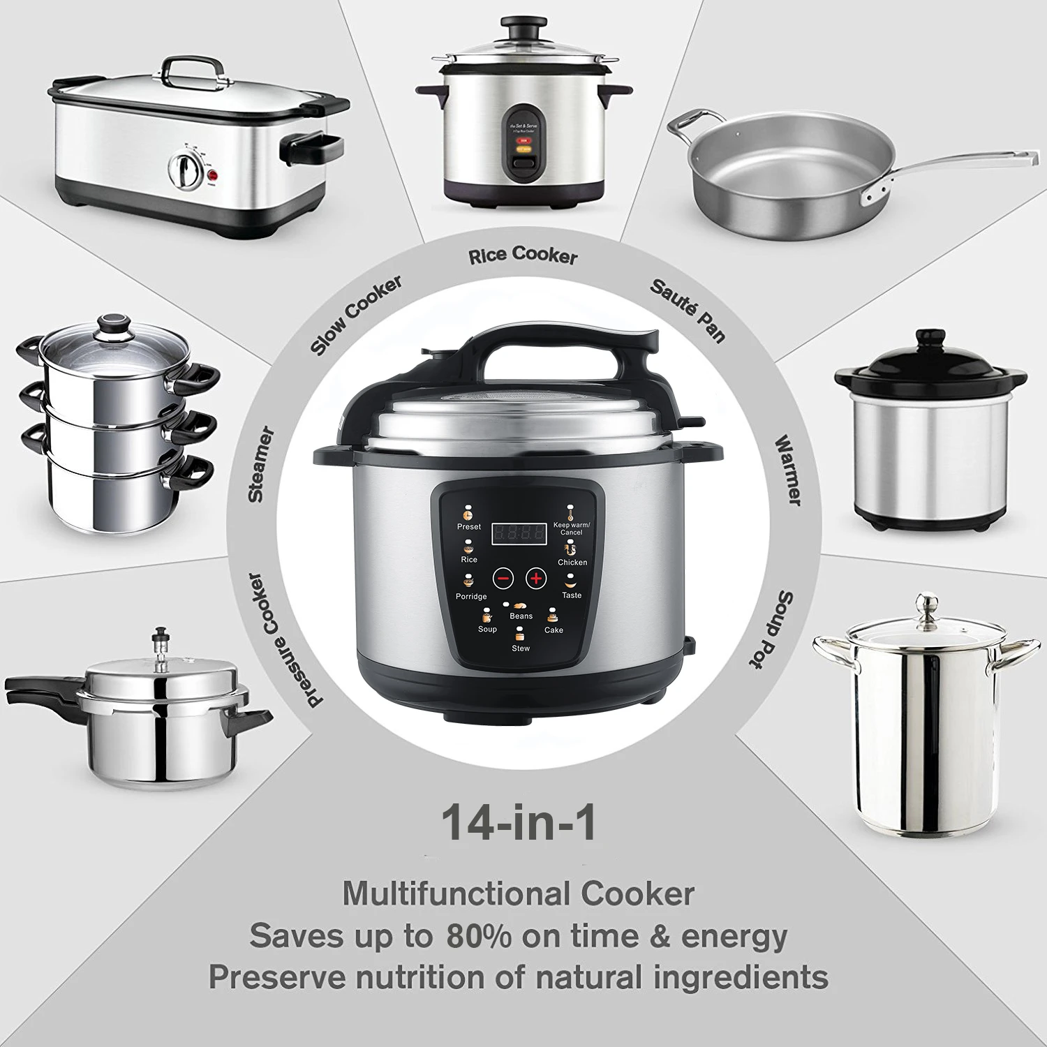 4L 14-in-1 Multi Cooker Large Panel Stainless Steel Korean Best Choice Electric Pressure Cooker