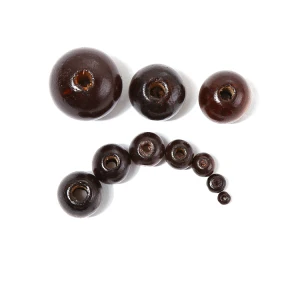 6-25mm Vintage Handmade Coffee Large Hole Round Wooden Loose Bead For Jewelry Making