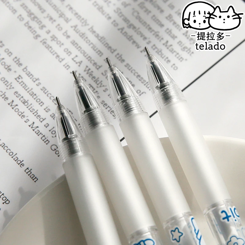 6 Cream Rabbit  Signature Pen 0.5mm Black Gel Ink Roller Ball Pen set