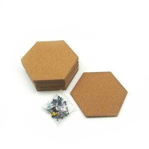 6x201x174mm Economical Hexagon Cork Board Tiles with Extra Strength Self Adhesive Backing for wall bulletin set of 12