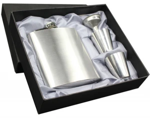 7OZ Stainless Steel Hip Flask set 1 flask with 2 cups 1 funnel Alcohol Whiskey Liquor container with box