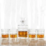 830ml square whiskey decanter checks 5-Piece set