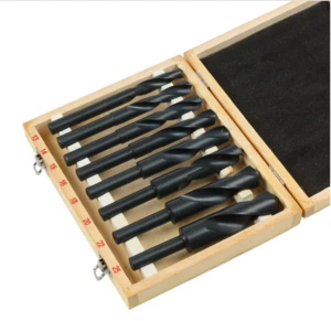 8pcs  HSS 1/2 reduced shank black color twist drill bits for wood metal drilling  with wooded box