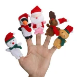 A246 Christmas Santa Claus Deers Snowman Finger Puppets Soft Plush Dolls Baby Educational Props Storytelling Toys Deer Puppet