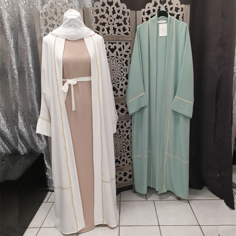 Buy Abaya Women Dress Kimono Muslim Robe Dresses Open Modest Dubai 2021 ...