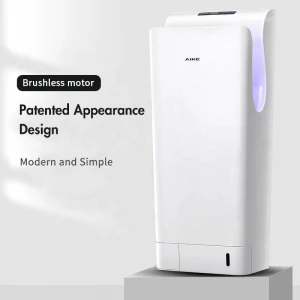 AIKE AK2030 Washroom Automatic Jet Dryer ABS Body Brushless Motor Electric White Hand Dryer with hepa filter
