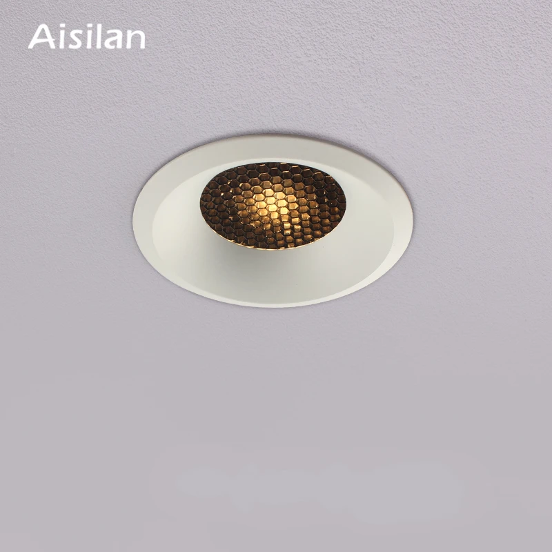 Aisilan Modern Aluminum Embedded Living Room Bedroom Corridor Anti Glare High CRI LED Recessed Downlight Spotlight