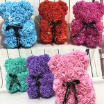 Amazon Hot Sales 2019 Valentine Handmade 25cm Rose Bear PE Foam Teddy Rose Styrofoam Bear Mothers Day Gifts