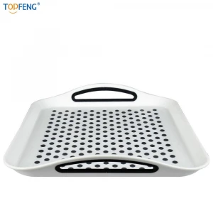 Anti-slip Plastic Food Serving Tray with Handle Plastic Snack Serving Tray With Handle