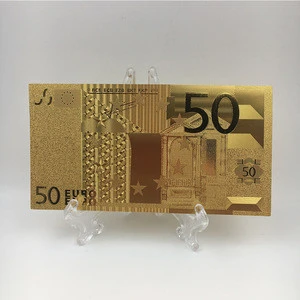 Antique imitation 24K gold fake euro money with 50 euro Bill Note design for christmas kids gifts