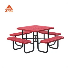 Arlau outdoor furniture dinner steel dipping round metal Patio picnic table bench,outdoor table and chair sets
