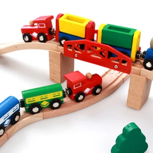 Attractive children race track whistle wooden slot toys for 1 year old