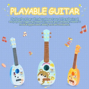 Baby mini cartoon animal pattern guitar toy realistic playable musical instruments 4-string guitar toy