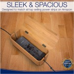 Bamboo Cable Management Box Stylish Cord Organizer Box Hides Power Strip and Keeps Cords Untangled Surge Protector Cover