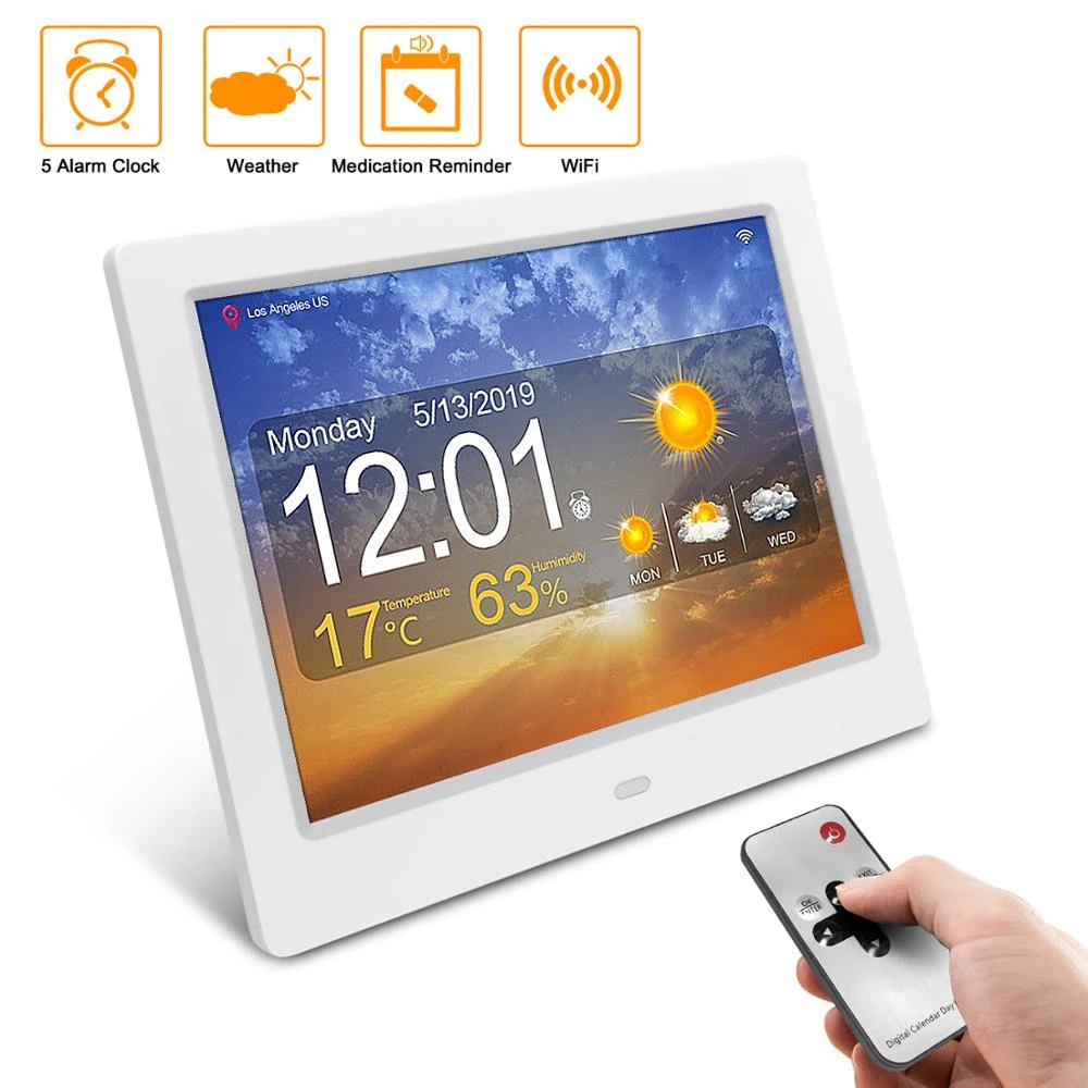 Best gift for old man  8 Inch digital clock with Wifi Weather Forecast Medication reminder hot sale in Netherlands