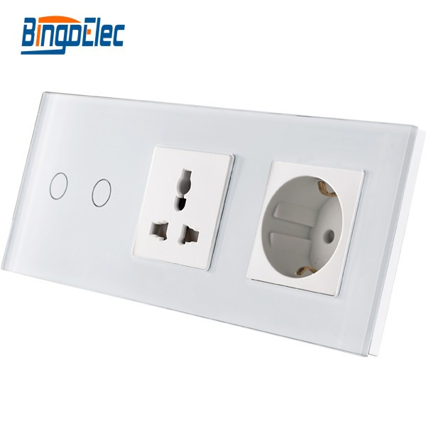Buy Bingoelec 3 Frame Switch And Socket 86*228mm 4mm Toughened Glass ...
