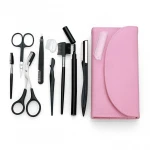Black Beauty Makeup Tool 8pcs Eyebrow Clip Knife Razor Set Eyebrow trimmer Eyelash Scissors Brush Pencil Eyebrow Tweezers Kit