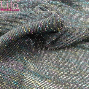 Lita J200424#  elastic shinning tulle nylon-spandex  mesh fabric with colorful yarn