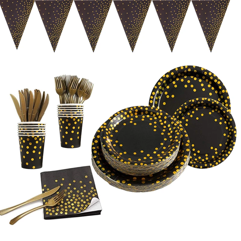Blue Gold Party Supplies Party Tableware set