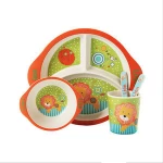 BPA Free Bamboo Fiber Dinnerware Children Kids Tableware Set Baby Feeding Set