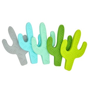 BPA Free Food Grade Soft Cactus Plant Teether Silicone Baby Teether Chew Beads