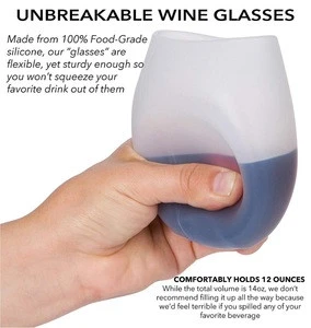 BPA Free Unbreakable Silicone Wine Glasses Stemless Shatterproof Wine Squishy Cups