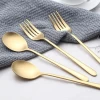 Bulk Matt Flatware Stainless Steel Spoon Fork Brushed Matte Gold Plated Cutlery Set