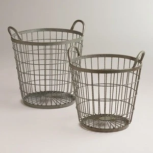BURLAP WIRE FRENCH BASKETS
