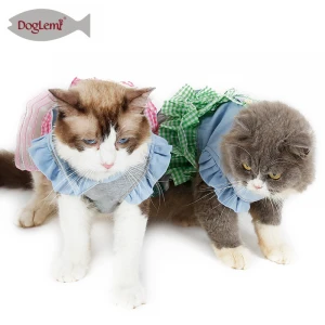 Cat Dog Bridal Wedding Dress Small Dog Checked Design Tutu Skirt pet clothes