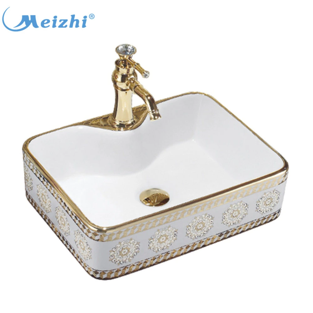 Ceramic materials gold decorative wash basin