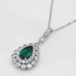 Charm Fine Jewelry Women Pendant Silver 925 White Gold Plated Jewelry Stone Necklace Green Emerald Pendants for Necklace