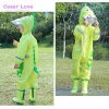 Child raincoat for kids hooded raincoat waterproof little dinosaur printing green jumpsuit with reflective strip