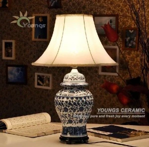 Chinese traditional blue white ceramic ginger jar table lamps for living room