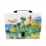 CMYK printing A4 size plastic portfolio briefcase PP document bag plastic file box with handle