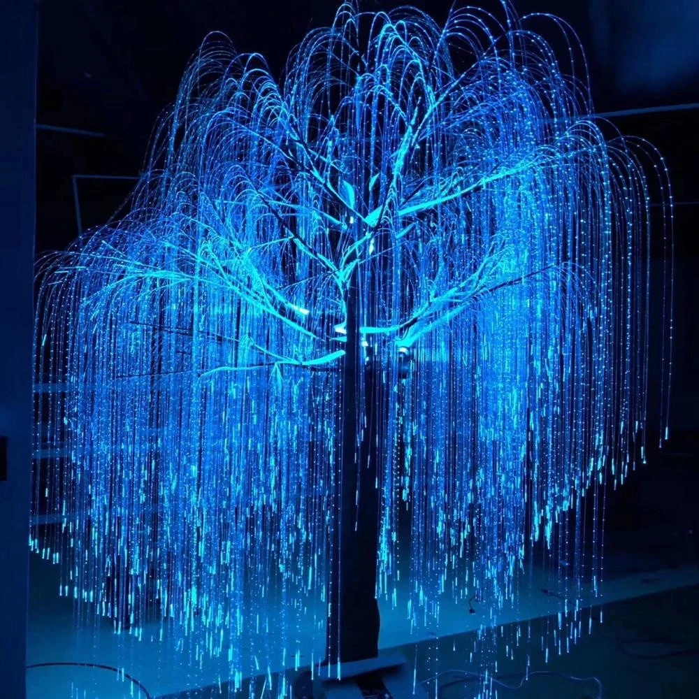 Color changeable 1.0mm sparkle fiber optic light kit tree with 16w/45w RGB led light engine for wedding decoration