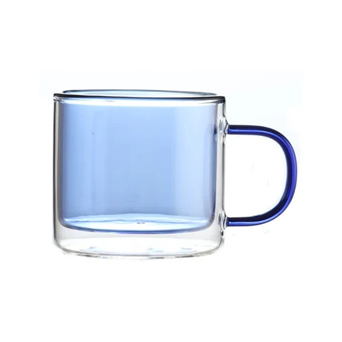 Colored Glass Cup Coffee Double Wall For Drinks Mug Borosilicate Glass Cups